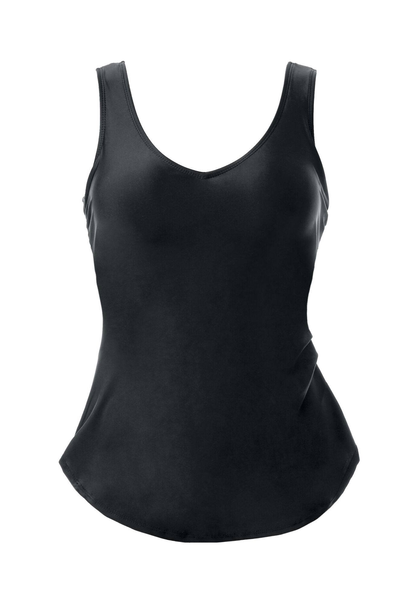 Sarong V-Neck Tummy Control One-Piece Swimsuit, BLACK, alternate image number 2