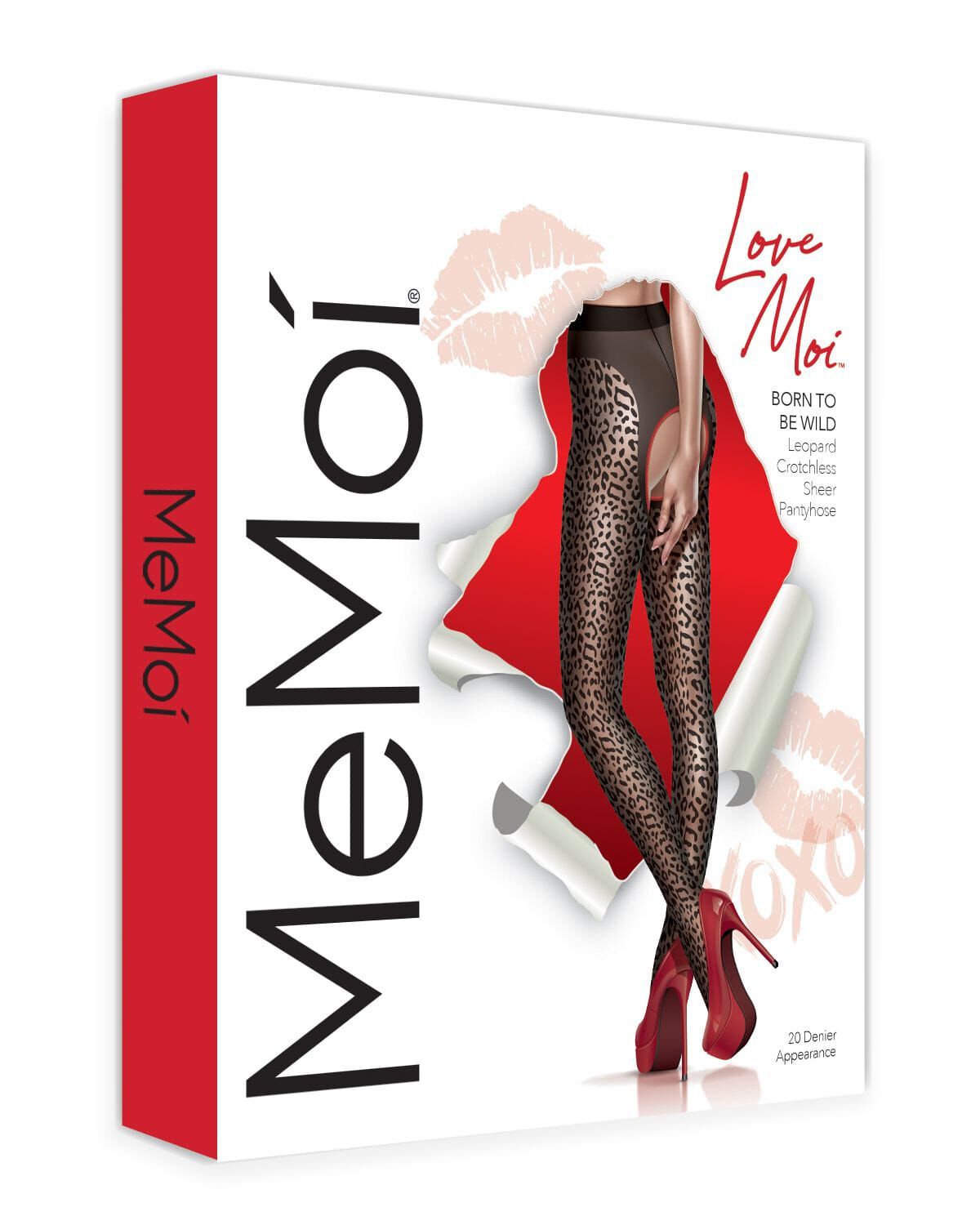 Women's Born To Be Wild Leopard Crotchless Sheer Pantyhose, BLACK RED, alternate image number 3