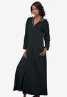 Long Hooded Fleece Sweatshirt Robe, HEATHER CHARCOAL, hi-res image number null