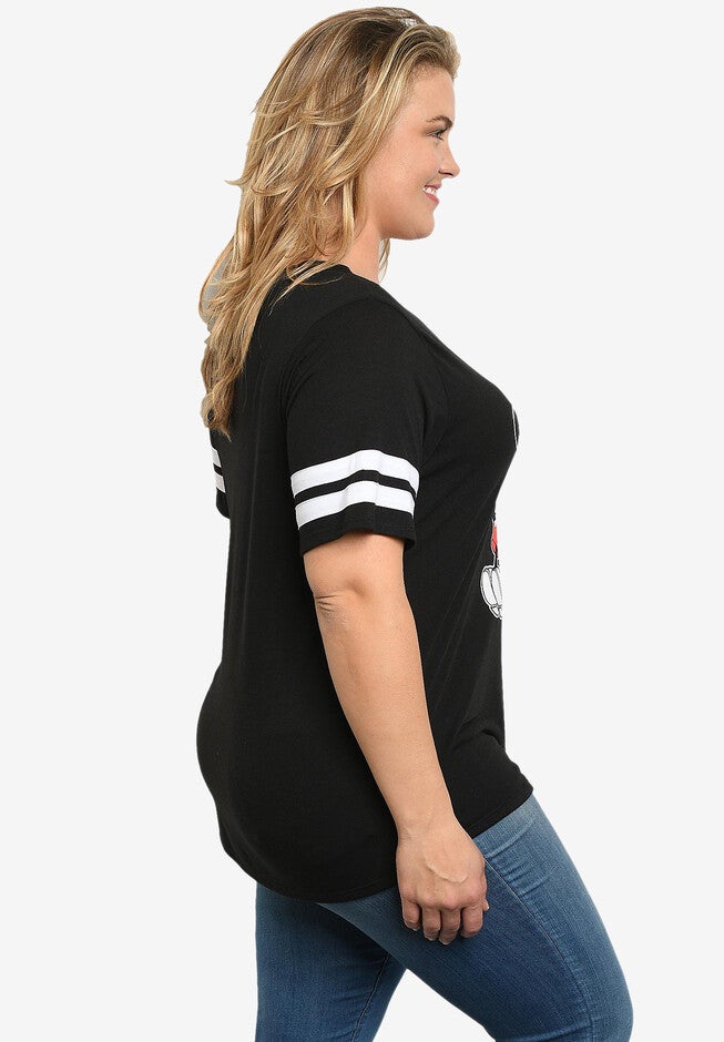 Disney Mickey & Minnie Mouse Classic V-Neck T-Shirt Black, , alternate image number 2