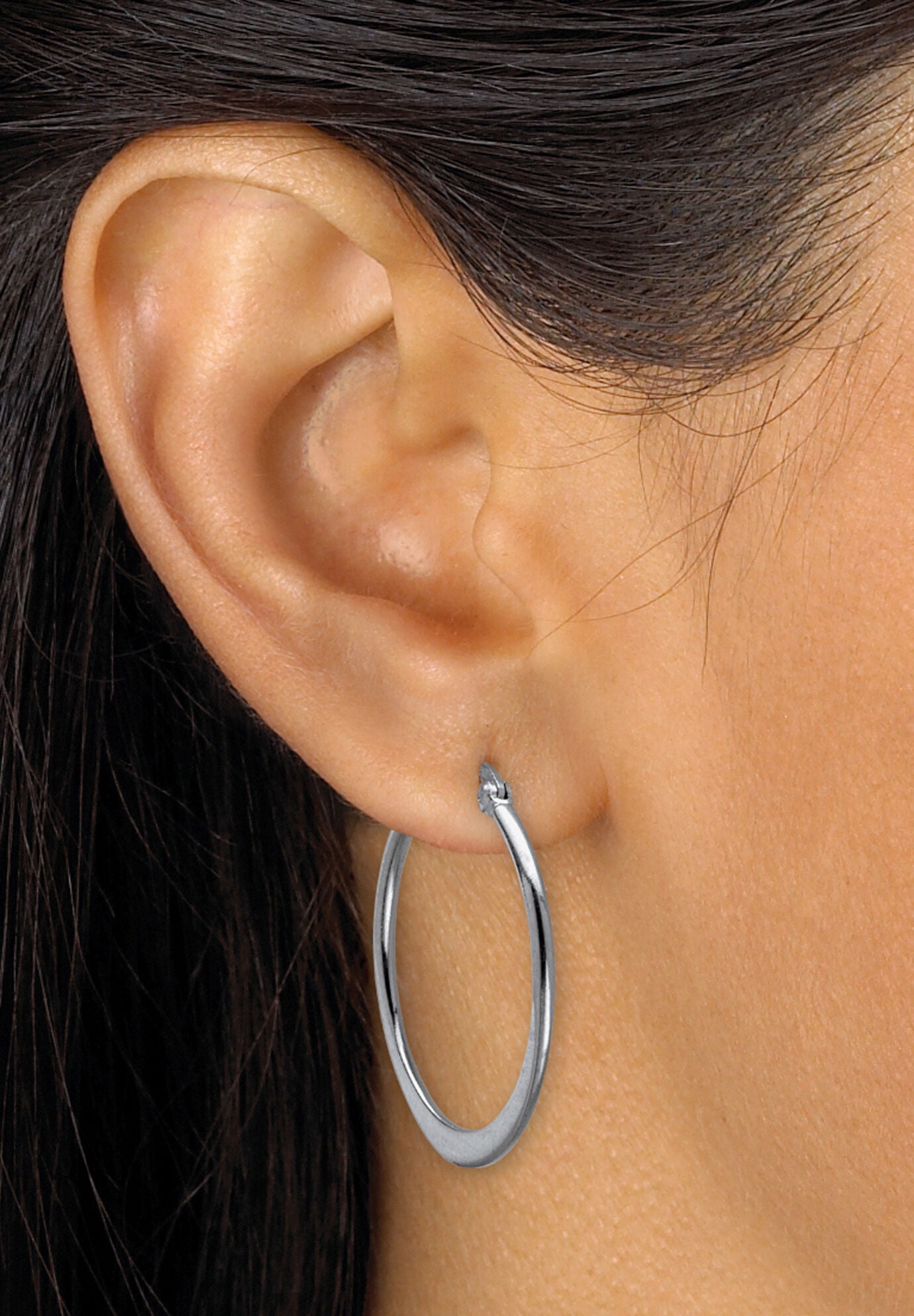 Sterling Silver Diamond Cut 3 Pair Hoop Earrings Set (33Mm), , alternate image number 3