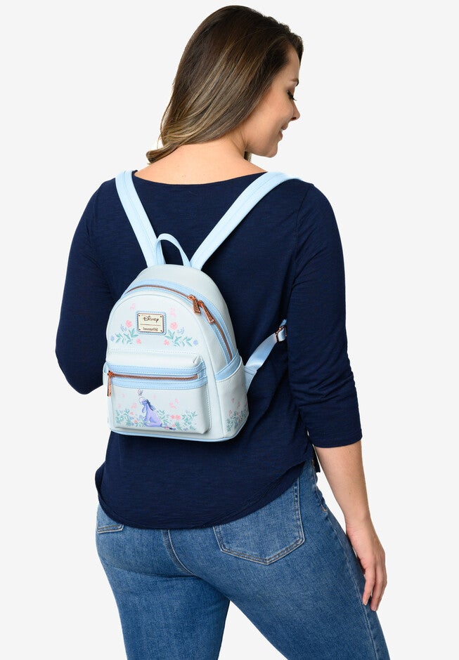 Loungefly X Disney Eeyore Mini Backpack Handbag Floral Light Blue, , alternate image number null
