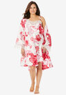 The Luxe Satin Short Peignoir Set, IVORY ROSES, hi-res image number null
