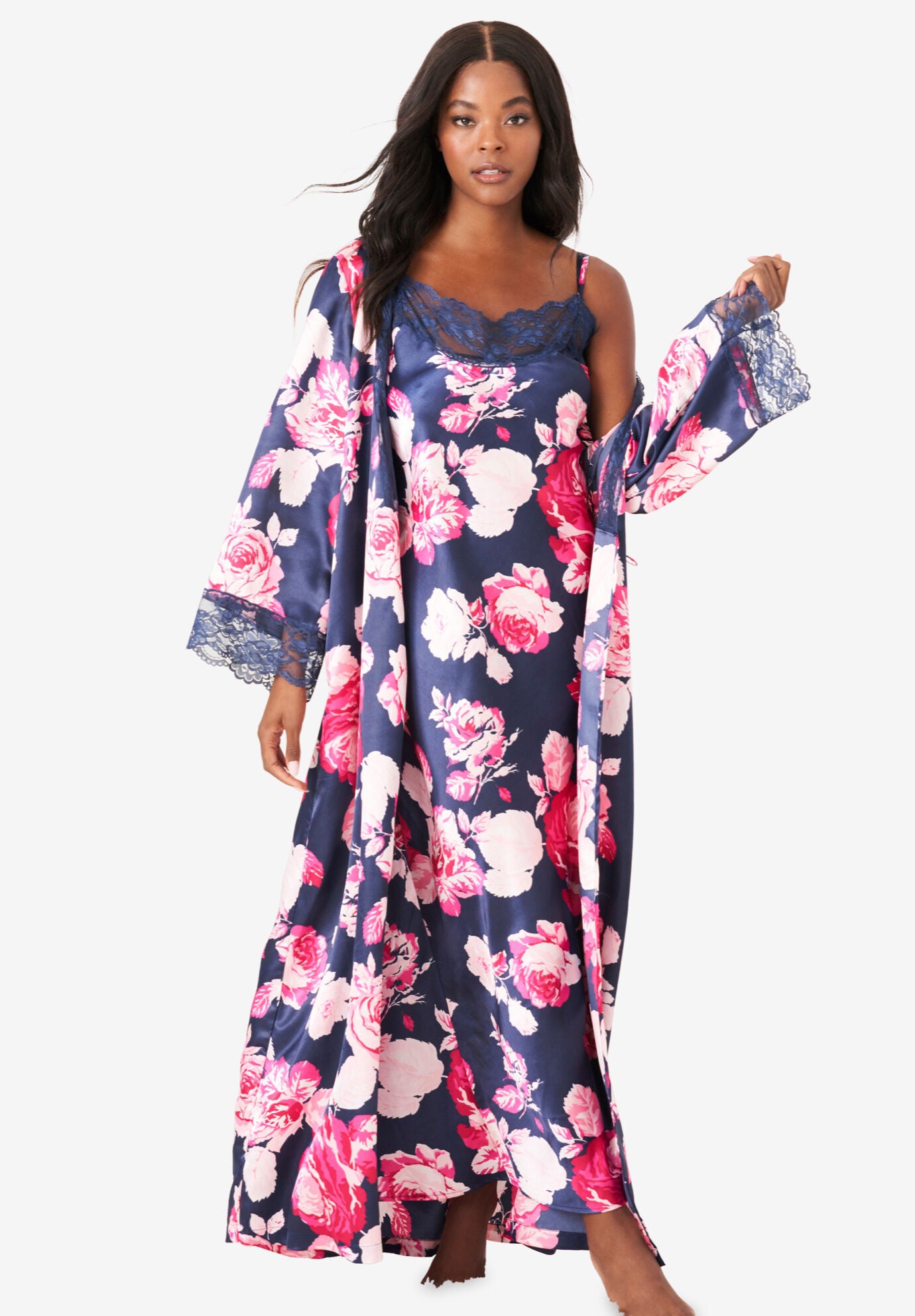 The Luxe Satin Long Peignoir Set Jessica London