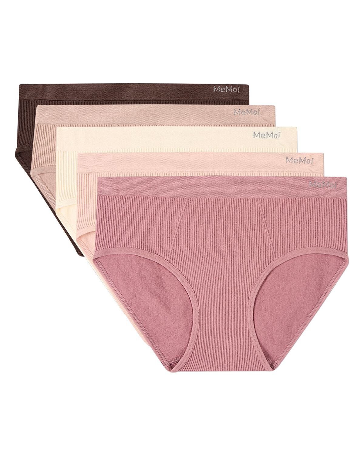 5 Pair Women's Seamless Ribbed No-Show Tag-Free Briefs, DUSTY COLOR MULTI, hi-res image number 0
