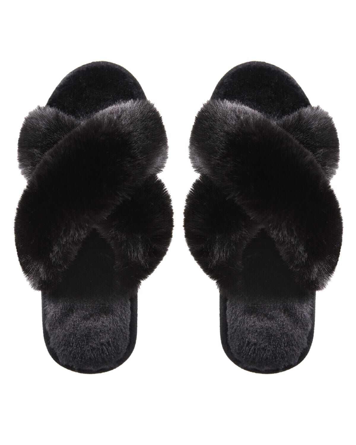 Women's Beverly Faux Fur Memory Foam Plush Slipper, BLACK, alternate image number 1