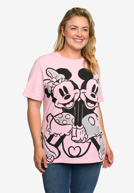 Mickey And Minnie Mouse Back To Back T-Shirt Pink, , on-hover image number null