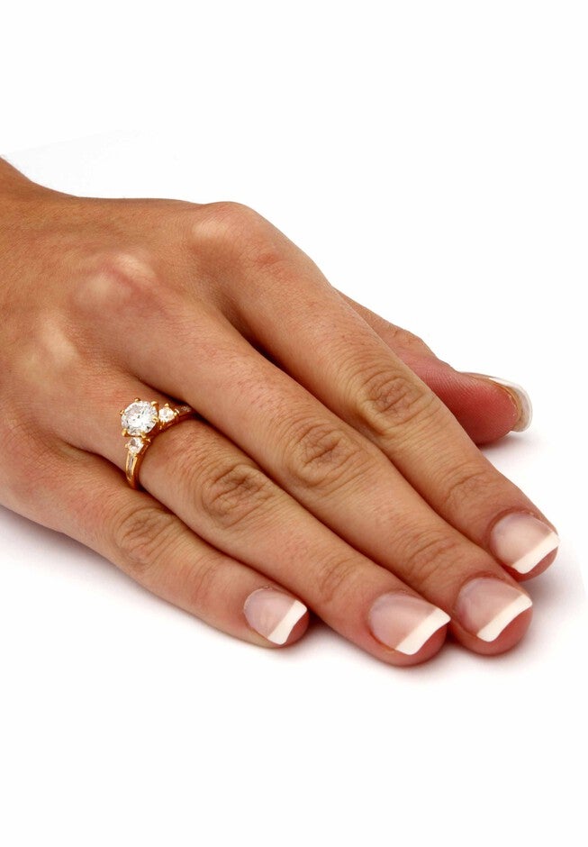 Yellow Gold over Sterling Silver Engagement Ring Cubic Zirconia (2 1/7 cttw TDW), , alternate image number 2