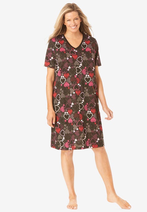 Print Sleepshirt, BLACK MULTI HEARTS, hi-res image number null