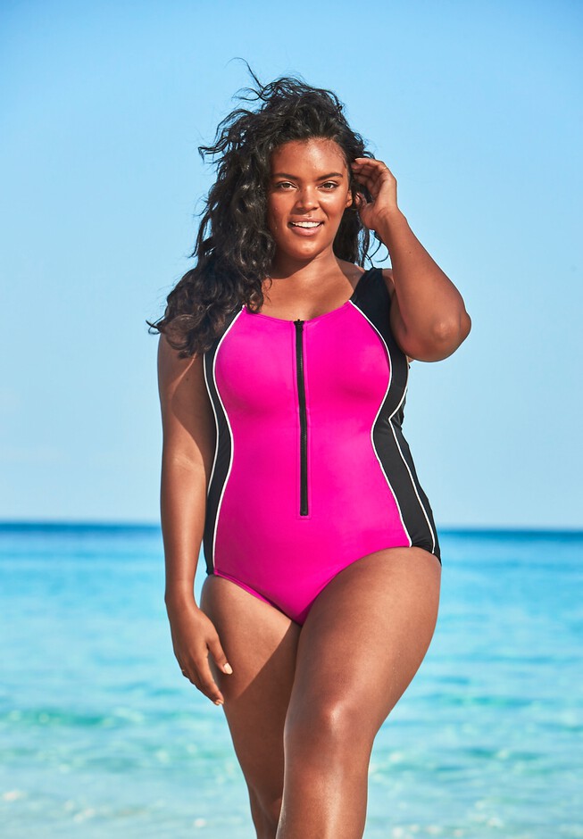 Chlorine Resistant Square Neck Tummy Control One Piece Swimsuit