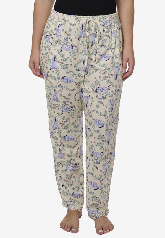 Eeyore Lounge Pajama Pants Cotton Watercolor Floral Lounge Pants, , alternate image number 2