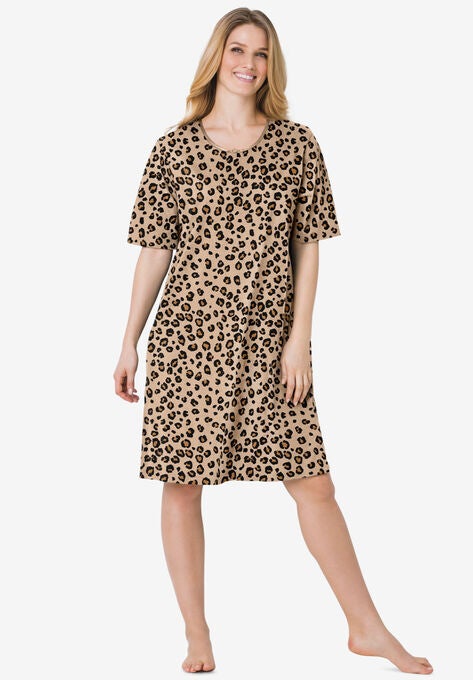 Short-Sleeve Sleepshirt, CLASSIC LEOPARD, hi-res image number null
