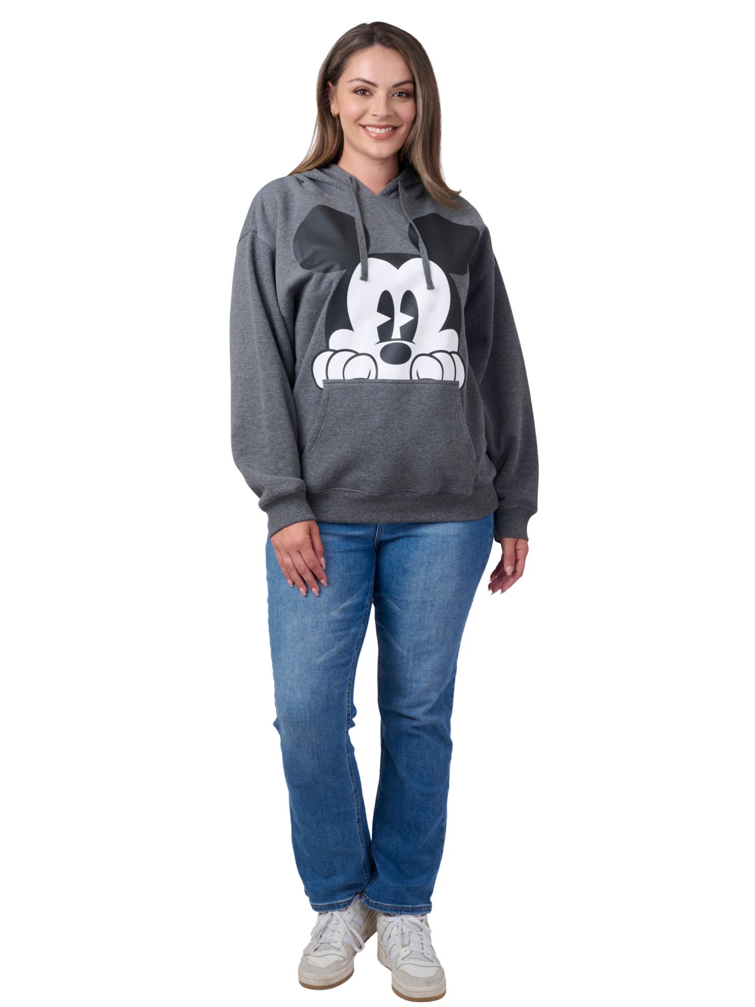 Disney Women's Mickey Mouse Hoodie Sweatshirt Pullover Charcoal Gray, GRAY, alternate image number 5