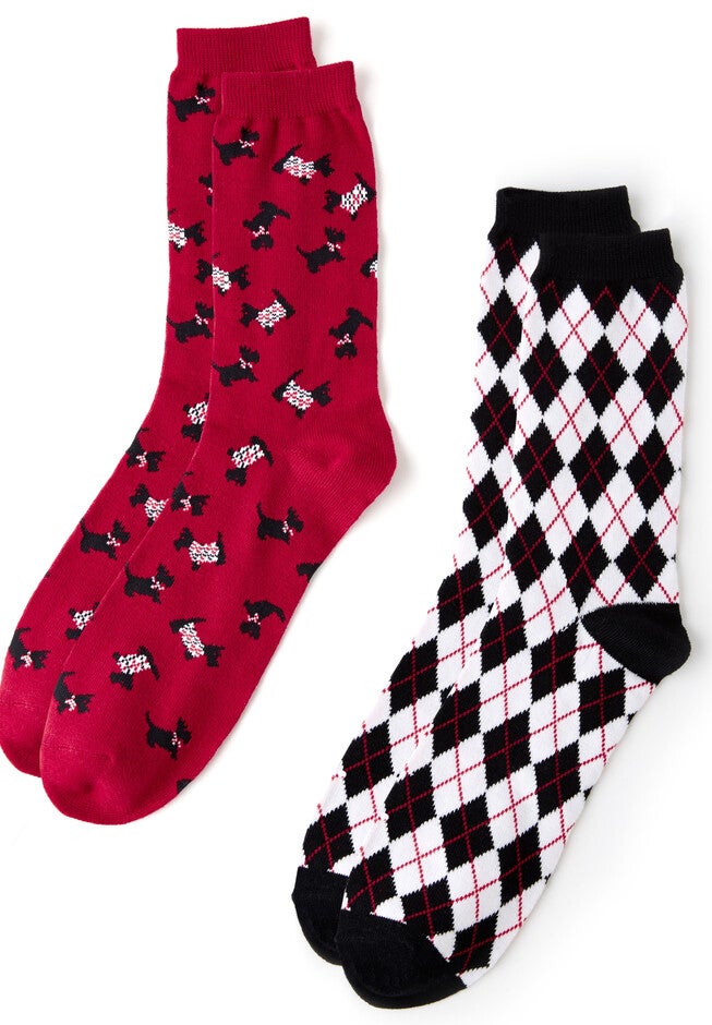 Argyle Scottie Dog 2-Pack Socks, RED, hi-res image number null