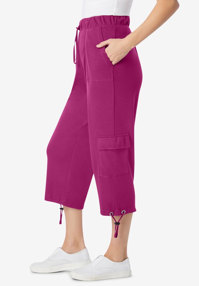 Pull-On Knit Cargo Capri, , alternate image number 2