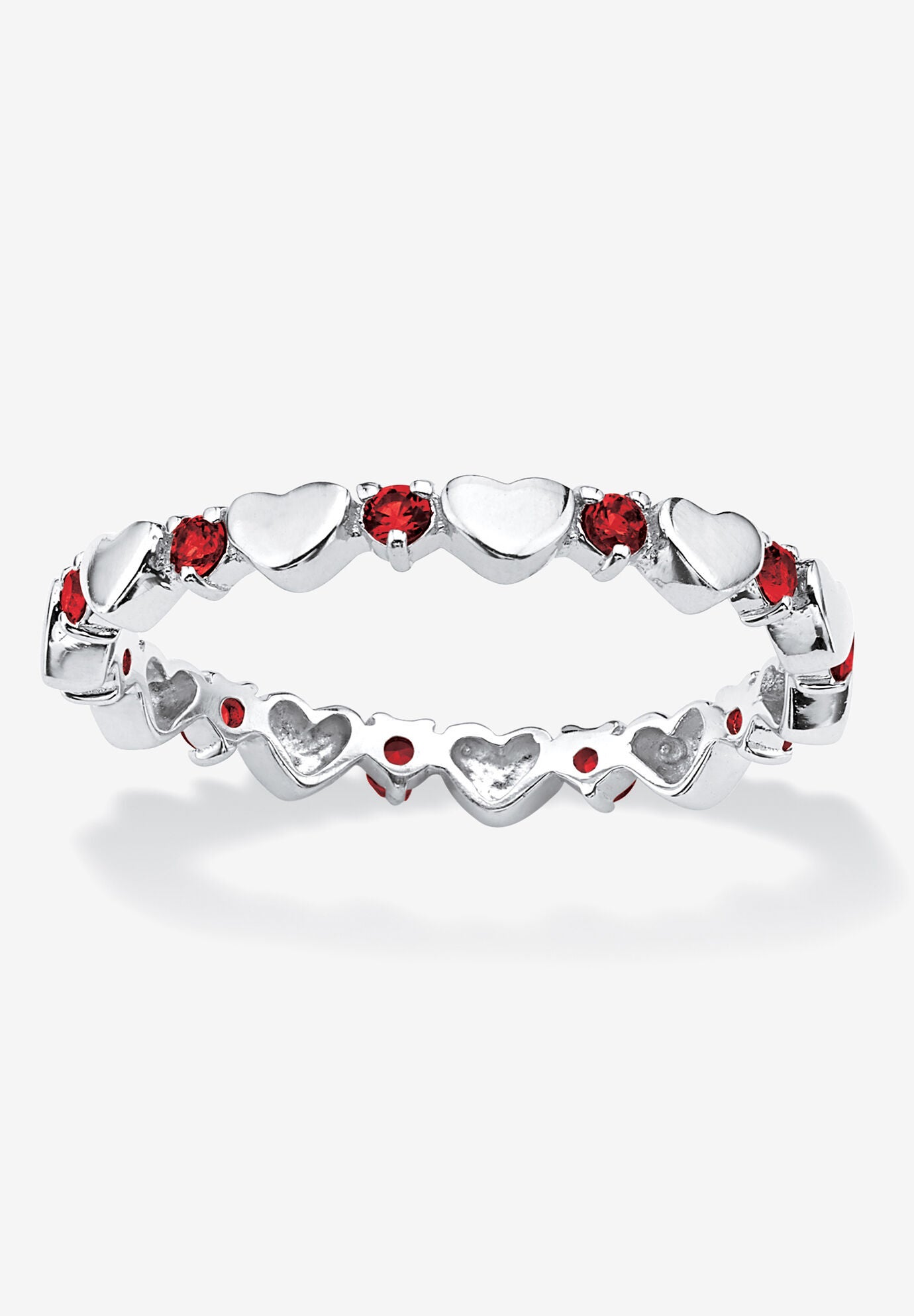 Simulated Birthstone Heart Eternity Ring, JULY, hi-res image number 0