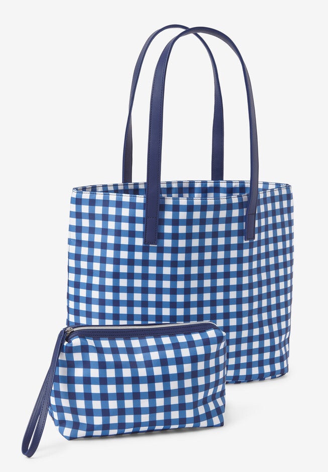 2-Piece Tote Set, EVENING BLUE GINGHAM, hi-res image number null