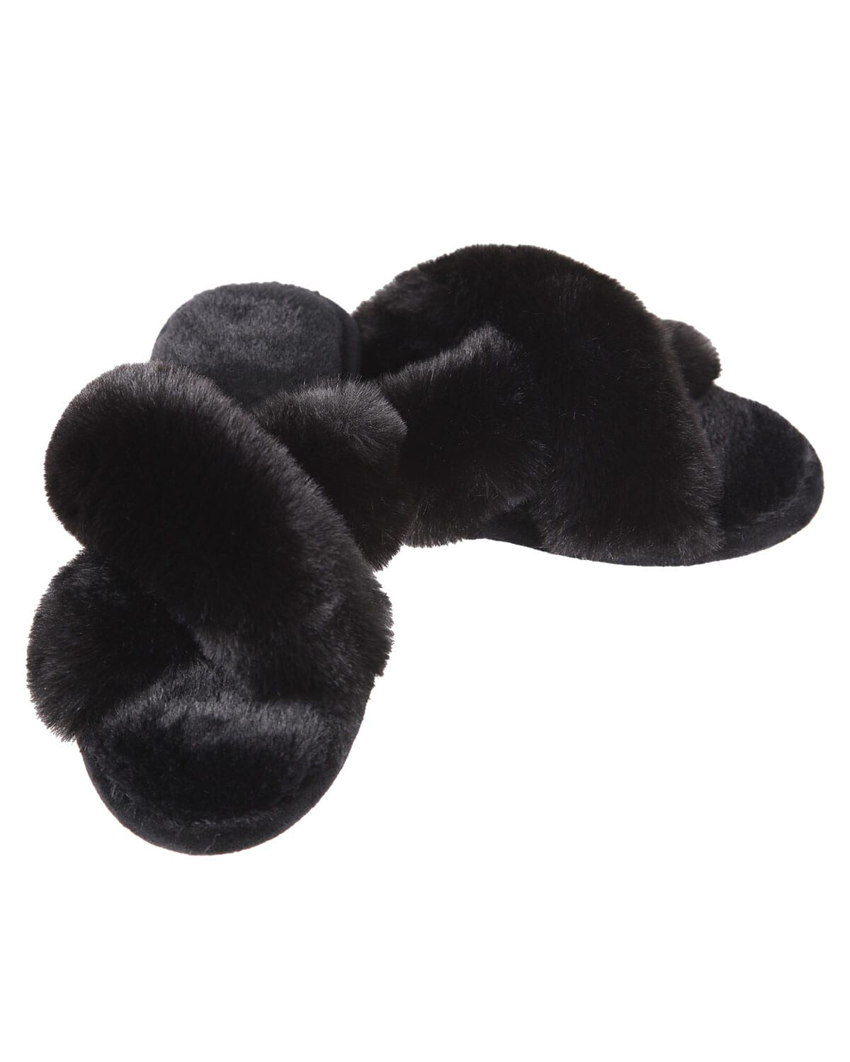 Women's Beverly Faux Fur Memory Foam Plush Slipper, BLACK, hi-res image number 0