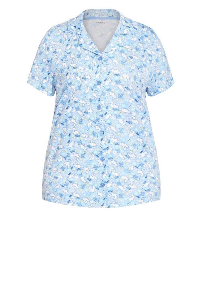 Bunny Button Up Sleep Top, BUNNY PRINT, alternate image number null