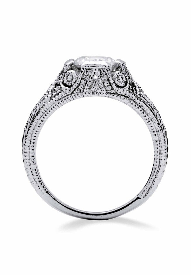 Silver Vintage Style Engagement Anniversary Ring Cubic Zirconia, , on-hover image number 1