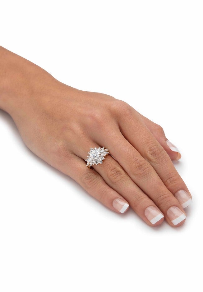 Yellow Gold Plated Round Starburst Ring Cubic Zirconia (3 5/8 cttw TDW), , alternate image number null