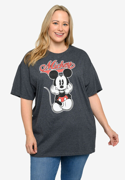Disney Mickey Mouse Varsity T-Shirt Charcoal Gray T-Shirt, CHARCOAL GREY, hi-res image number null