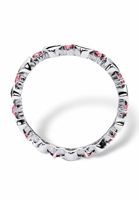 Simulated Birthstone Heart Eternity Ring, , on-hover image number null