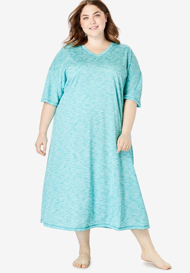 Long Marled Sleepshirt , WATERFALL, hi-res image number null