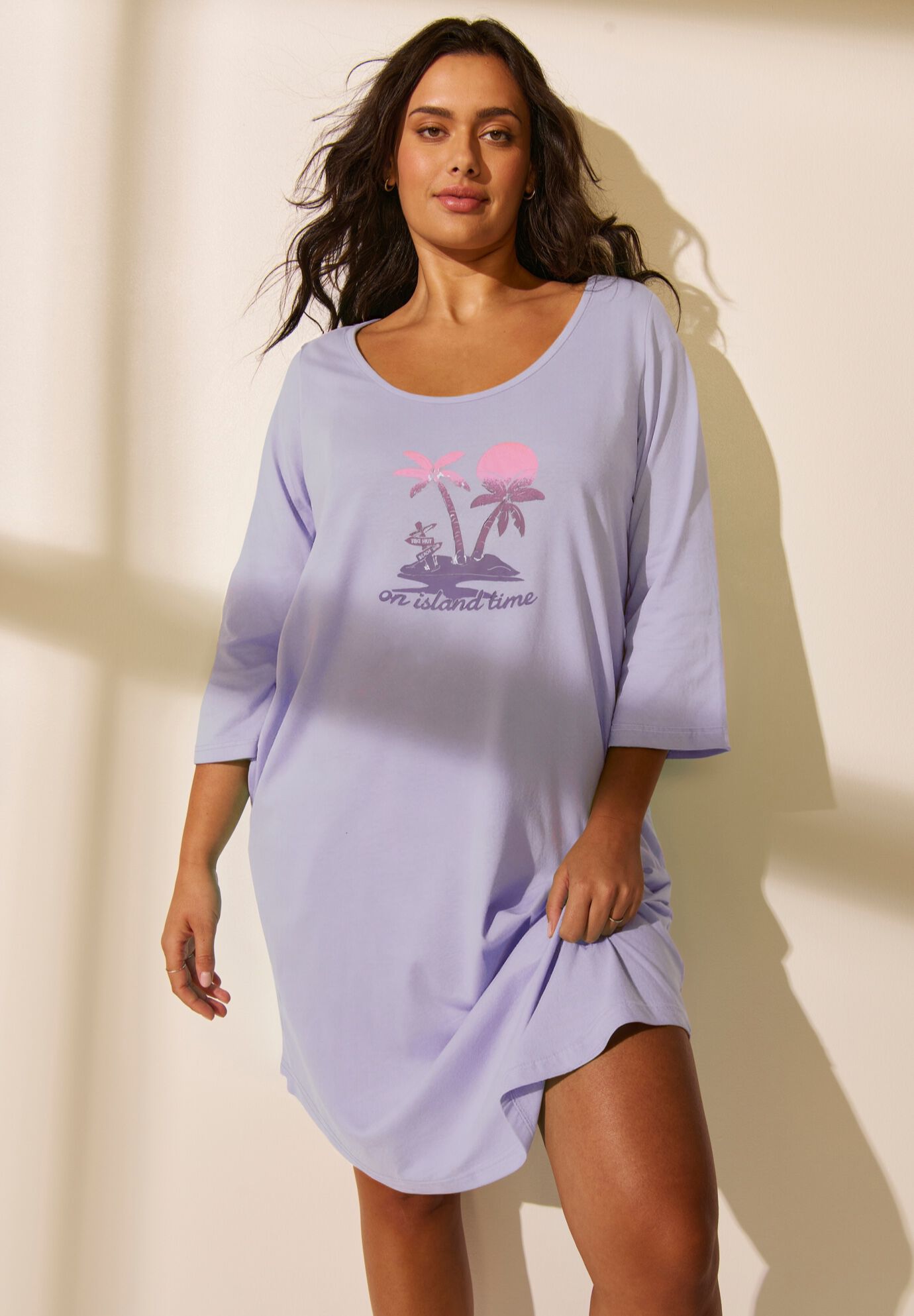 Three-Quarter Sleeve Sleepshirt, , alternate image number 3