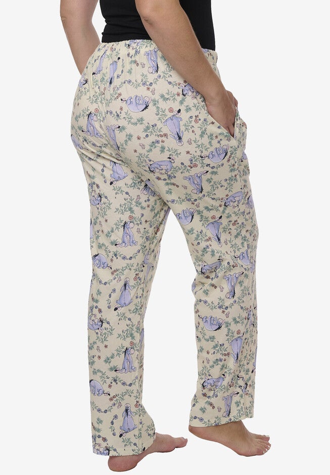 Eeyore Lounge Pajama Pants Cotton Watercolor Floral Lounge Pants, , on-hover image number 1
