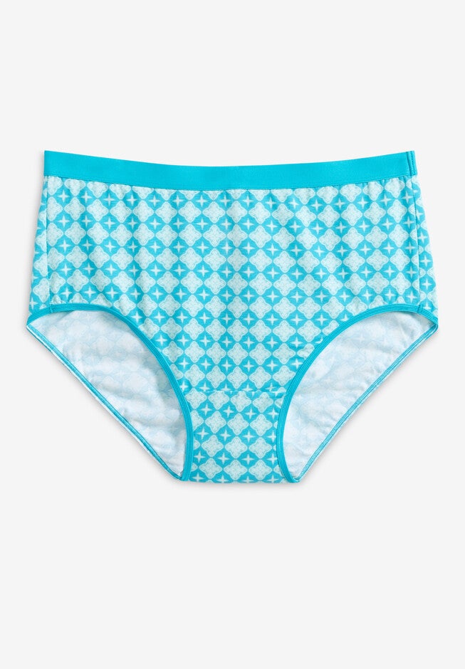 Cotton Full Brief Panty, TONAL MEDALLION BLUE, hi-res image number 0