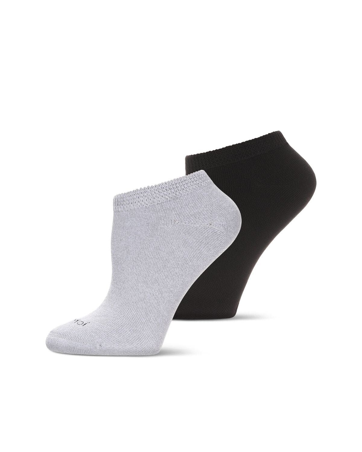 2 pair Unisex Diabetic Full Cushion Low Cut Socks, GRAY BLACK, hi-res image number 0