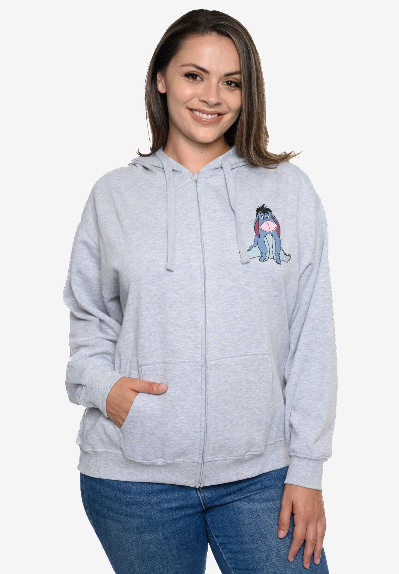Disney Winnie The Pooh Tigger Eeyore Zip Hoodie Sweatshirt, GREY, hi-res image number 0