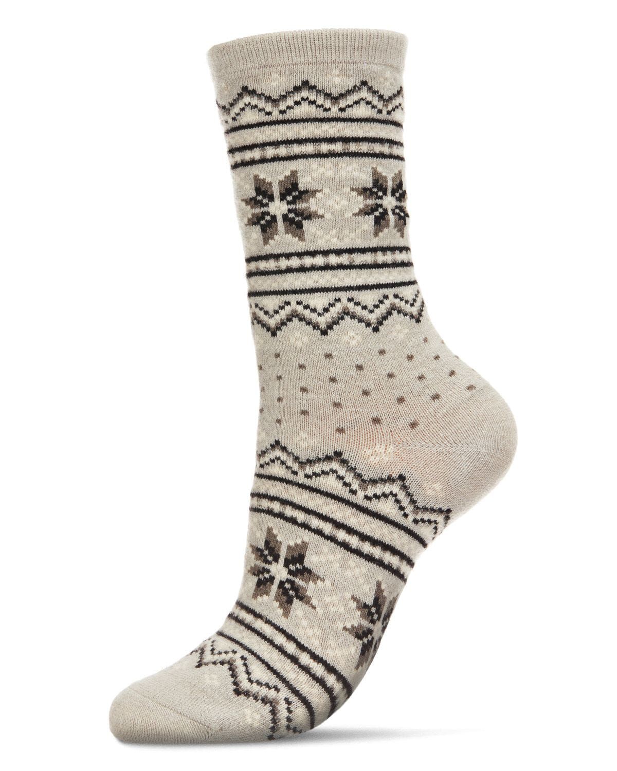 Women's Soft Fairisle Cashmere Blend Crew Socks, MED GRAY HEATHER, hi-res image number 0