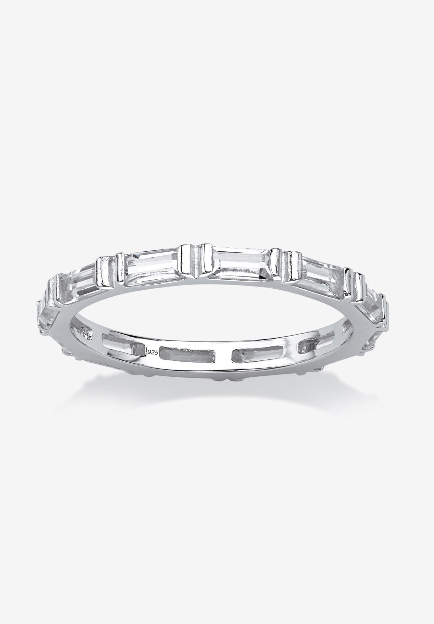 Sterling Silver Simulated Birthstone Eternity Ring, APRIL, hi-res image number 0