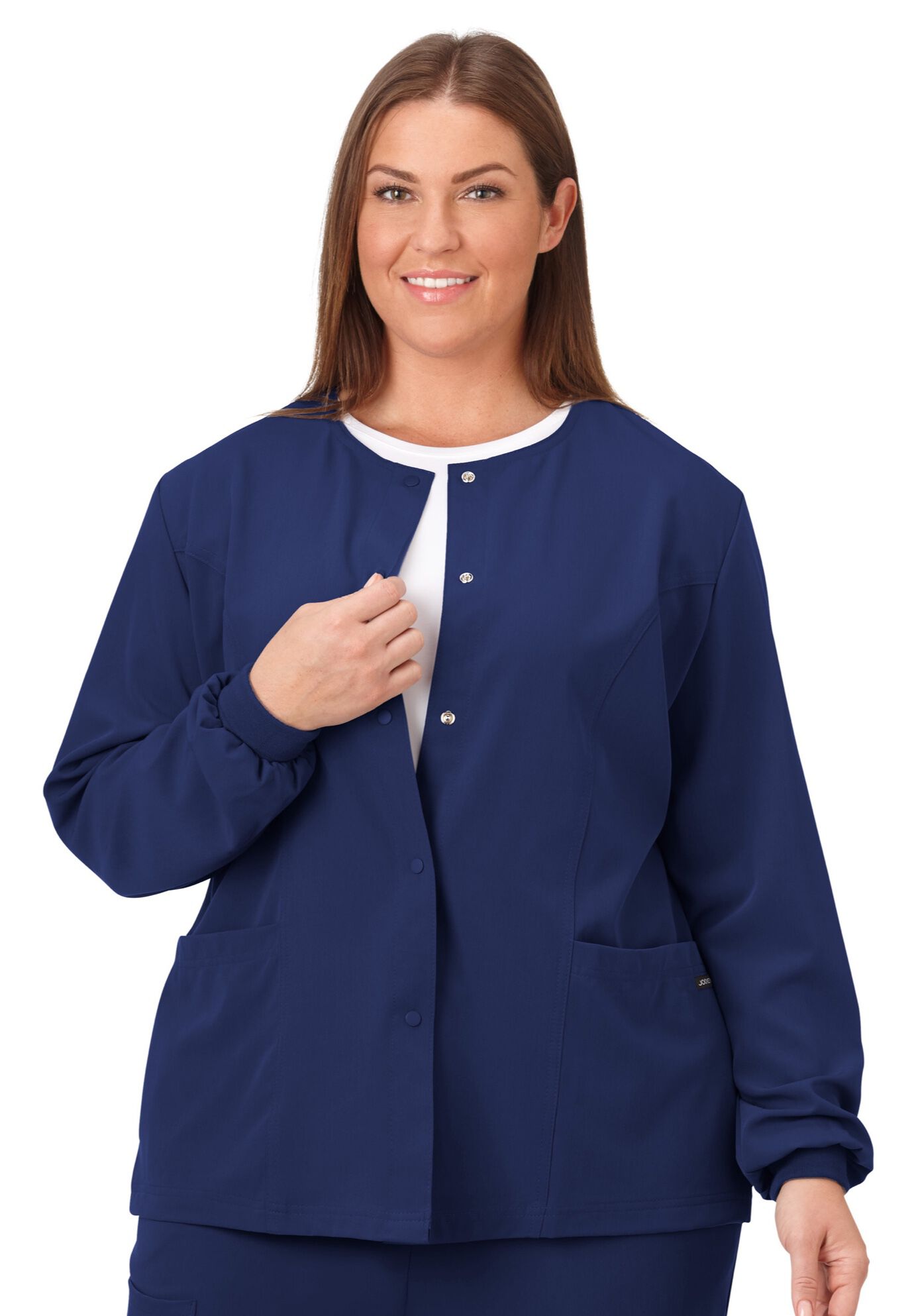 Jockey Scrubs Women&#39;s Snap to it Warm-Up Jacket, NEW NAVY, hi-res image number 0
