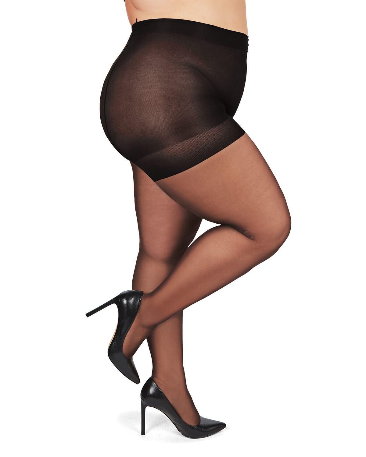 Women's Curvy All Day Sheer Control Top Pantyhose, JET BLACK, hi-res image number 0