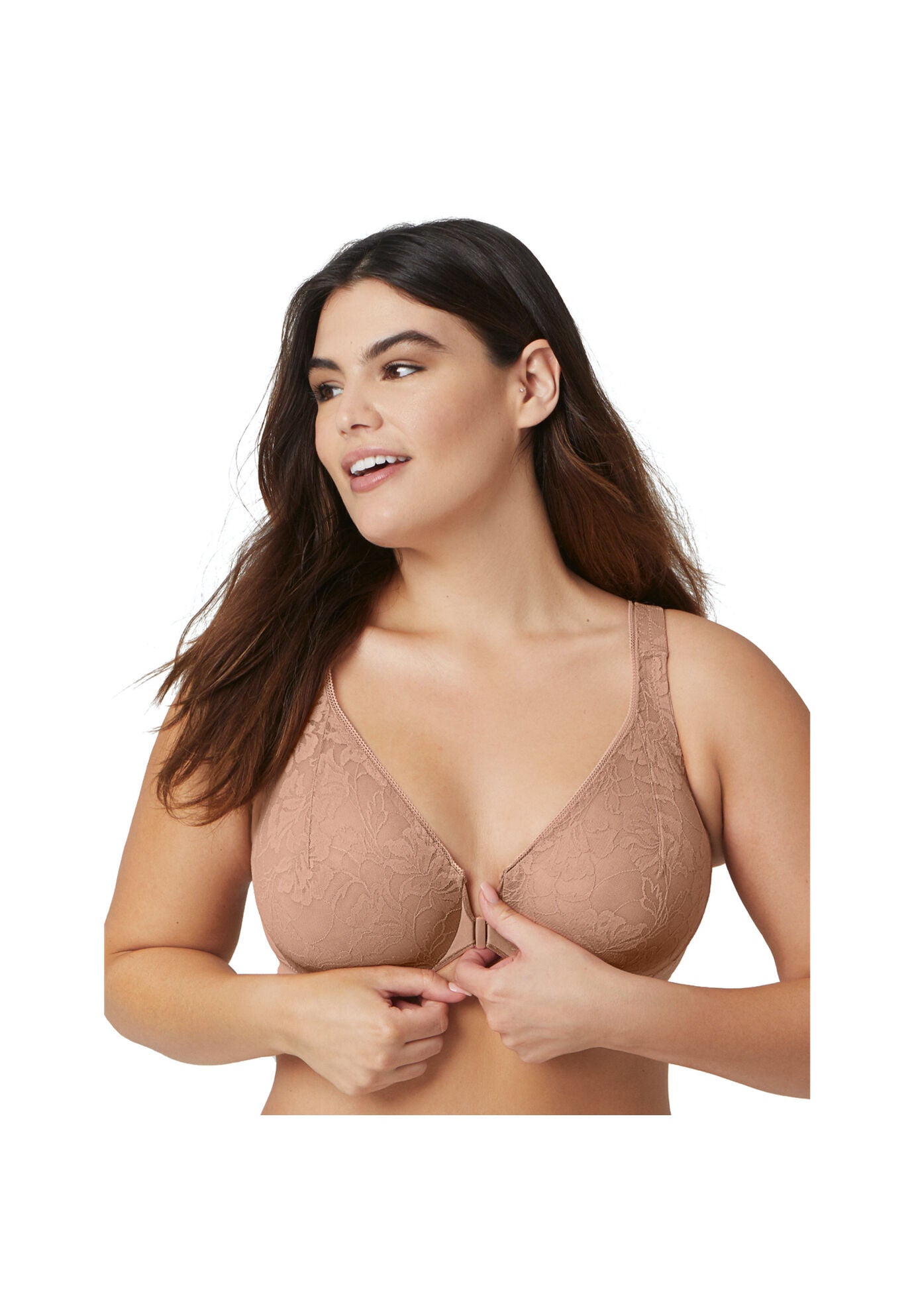 Glamorise Lacey T-Back Front-Closure WonderWire Underwire  Bra 9246 (Women's & Women's Plus), , alternate image number 3