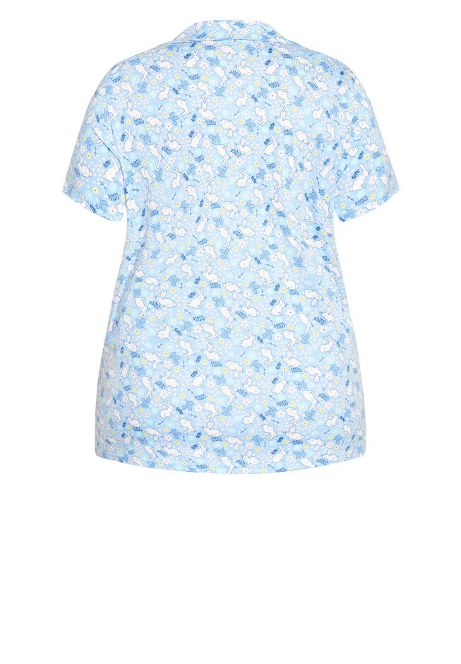 Bunny Button Up Sleep Top, BUNNY PRINT, alternate image number null