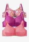 3-Pack Cotton Wireless Bra, SWEET CORAL ASSORTED, hi-res image number null