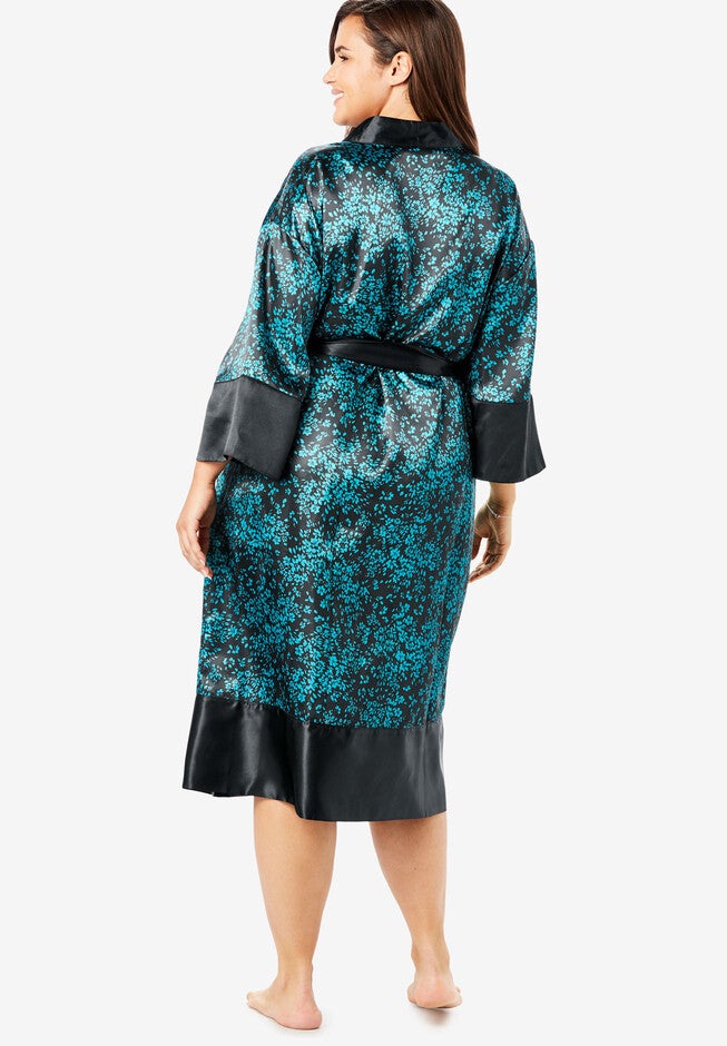 The Luxe Satin Belted Kimono by Amoureuse®, , on-hover image number null