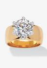Yellow Gold-Plated Cubic Zirconia Solitaire Engagement Ring, CUBIC ZIRCONIA, hi-res image number null