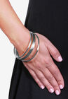 Silvertone 5 Piece Bangle Bracelet Set, 9", , alternate image number null