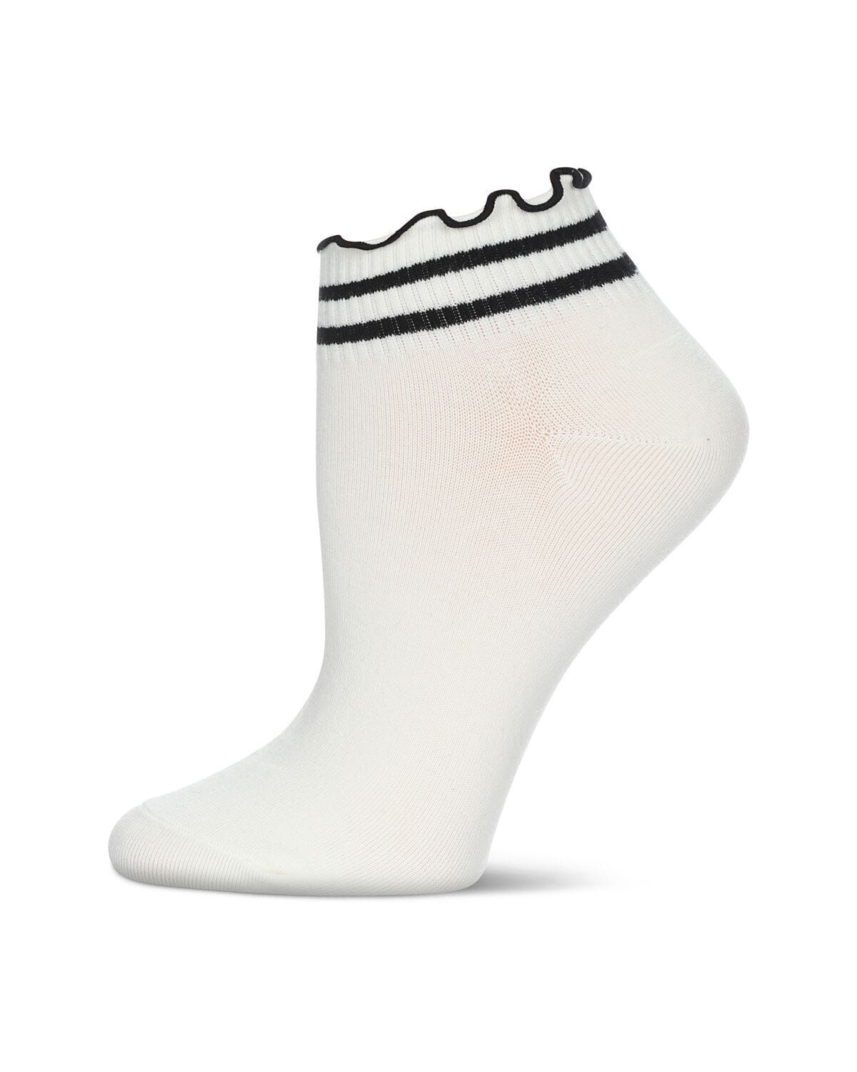 Women's Combed Cotton Ruffle Stripe Low Cut Shortie Socks, CREAM, hi-res image number 0