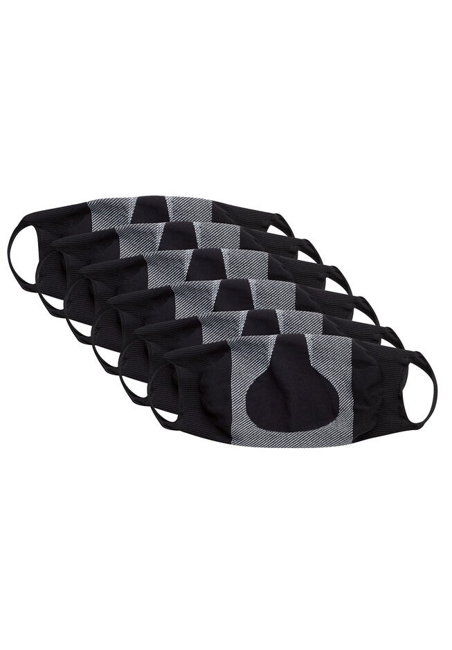 Hanes Signature Stretch-To-Fit Masks 6-Pack, BLACK, hi-res image number null