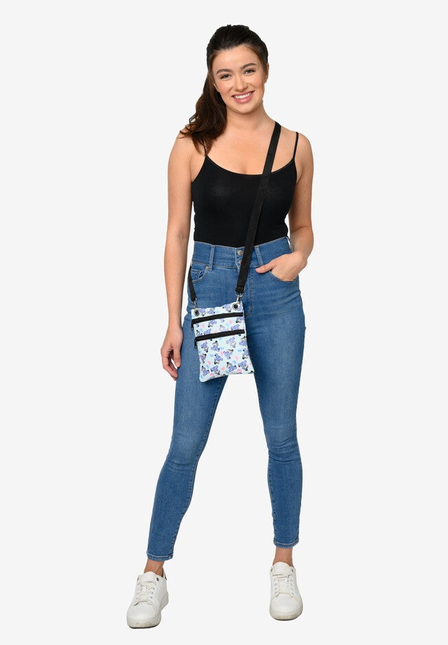 Eeyore Butterflies Passport Bag Travel Crossbody Purse Light Blue, , alternate image number 2