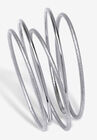 Silvertone 5 Piece Bangle Bracelet Set, 9", SILVER, hi-res image number null