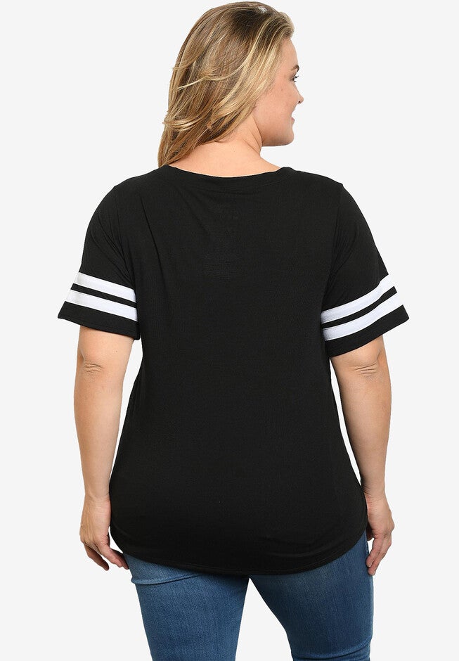 Disney Mickey & Minnie Mouse Classic V-Neck T-Shirt Black, , on-hover image number 1