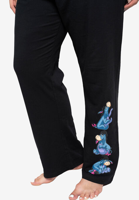 Womens Plus Size Disney Eeyore Sitting Lounge Pants Drawstring Waistband Black, , alternate image number null