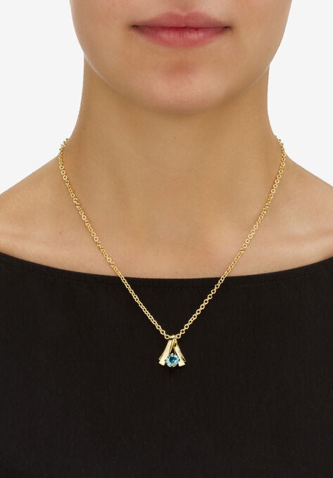 Simulated Birthstone Solitaire Pendant and Earring Set with FREE Gift in Goldtone, Boxed, , alternate image number null